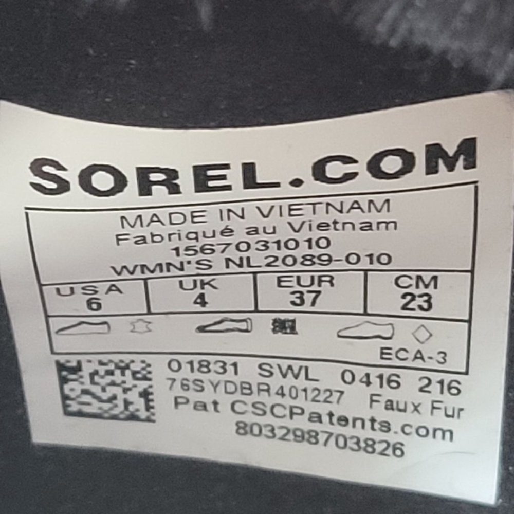 Sorel Tivoli Women's Waterproof Suede Lace Up Boots Black NL2089-010 US Size 6 - Picture 9 of 9